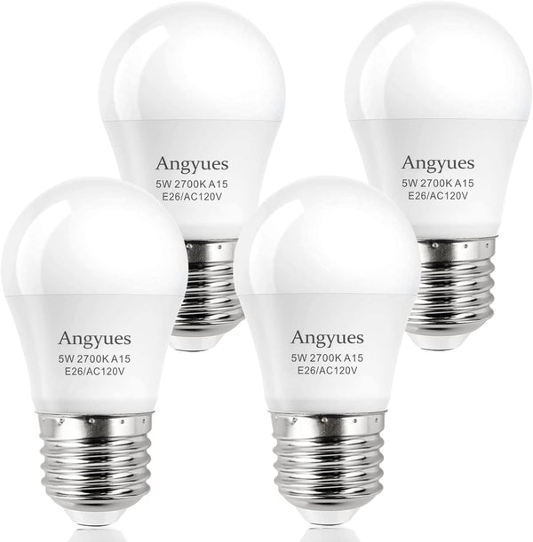 LED Bulb 120V, 40W Equivalent, A15 Warm White 2700K Energy Saving Bulb, E26 Medium Screw Base, 4 Pack
