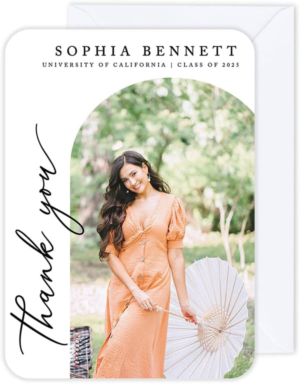 Andaz Press 5x7-Inch Personalized Photo Graduation Thank You Cards with Envelopes, Class