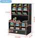 Wooden Desk Organizer with Drawer, Large Capacity DIY Pen Holder Storage Box for Office, Home, School Supplies, Black