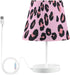 3 ALAZA Bedside Lamp Leopard Print Cheetah Pink Table Lamp for Bedroom Desk Lamp with USB Port LED Nightstand Color