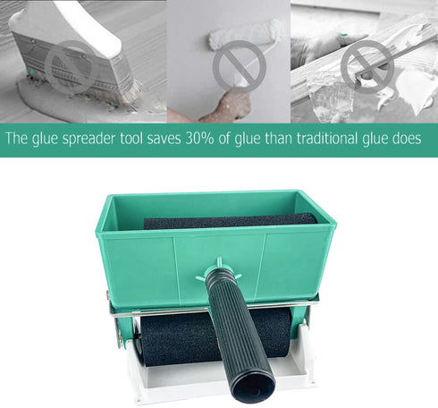 6 Inch Portable Glue Applicator Roller with Paint Bucket, Handheld Manual Adhesive Spreader for Woodworking