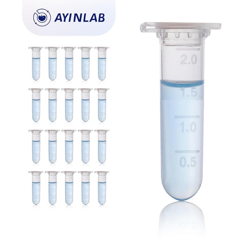 Microcentrifuge Tubes 2ml, AyinLab 500pcs Polypropylene Plastic Tubes with Leak-Proof Snap Caps