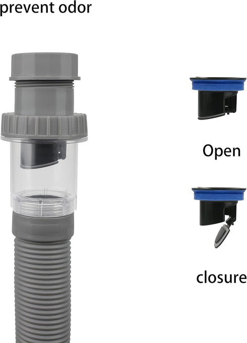 1-1/4" Expandable Flexible Universal Drain, Odor Resistant Wash Basin S Tube Down Tube P Trap (Grey)