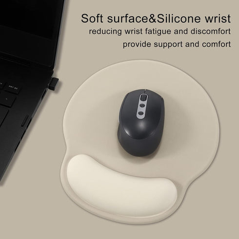 Solid Khaki Ergonomic Mouse Pad with Wrist Support, Non-Slip Gel Bottom for Office, Gaming, Computer