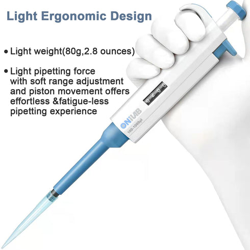 ONiLAB Lab Micropipette, Adjustable Volume Single Channel Pipettors, 20-200ul