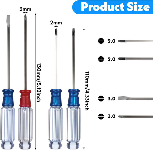 QfwdfcTrenz 4PCS Set, Set Small Screwdriver Tool Flat Head and Phillips, Small Screwdriver Steel Screwdrivers for Toys
