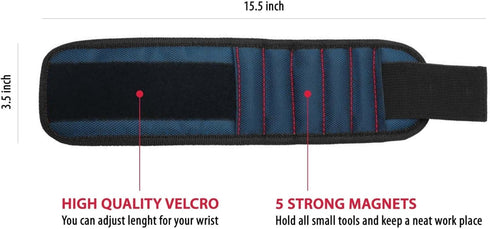 Magnetic Wristband for Holding Screw - With Strong Magnets, Made from Magnetic Polyester with Lightweight Powerful