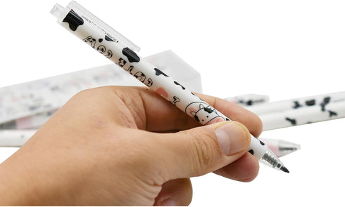 Maydahui 12Pcs Cartoon Milk Cow Eternal Pencils - Retractable HB 0.5mm Cow Print Everlasting Pencils