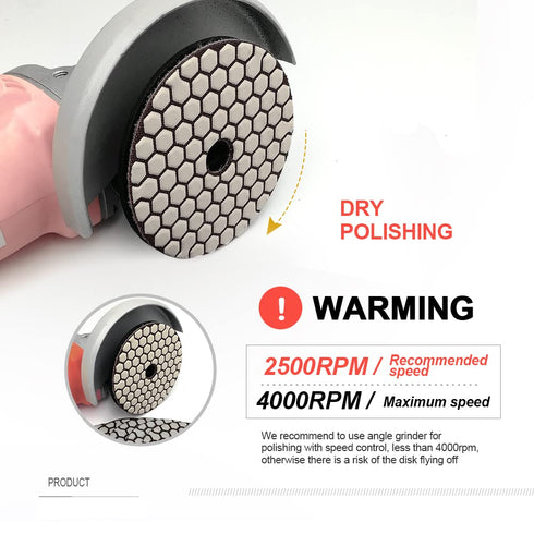 SHDIATOOL 7Pcs 4 Inch Dry Diamond Polishing Pads Grit 1500 for Granite Marble Stone Countertops