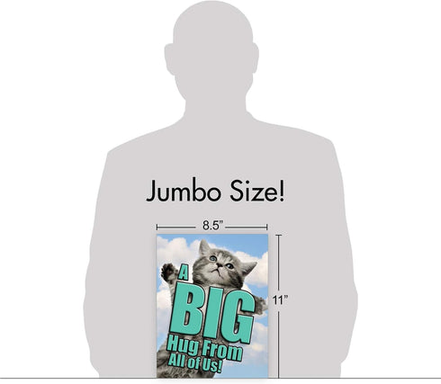 NobleWorks Jumbo Get Well Card - 8.5 x 11 Inch Cat A Big Hug from All of Us, Hospital, Sick J6614AGWG-US