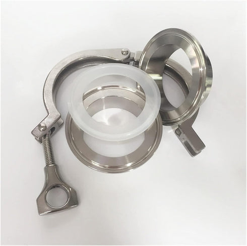 Ghxiag 2" 45mm 1-3/4" 304 Tri Clamp x Pipe OD Sanitary Weld Ferrule + Tri Clover + Silicone Gasket Stainless Steel