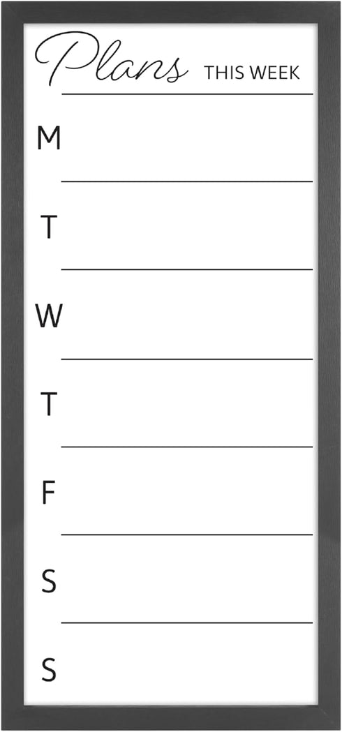 MCS 14x30 Black Framed Dry Erase Weekly Planner Calendar Whiteboard for Wall, Family Events & More
