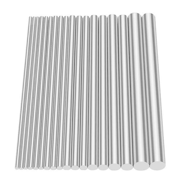 Glarks 18Pcs Aluminum Solid Round Rod Lathe Bar Stock Assorted for DIY Craft Tool, Diameter 2.5-8mm, Length 100mm