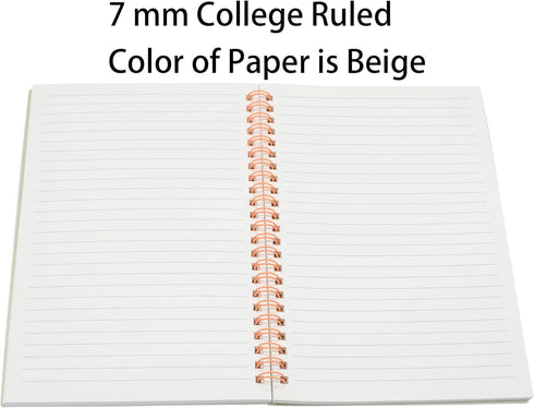 Yansanido Spiral Notebook, 6 Pcs, A5 White Thick Plastic Hardcover, 7mm College Ruled, 80 Sheets, 6 White A5