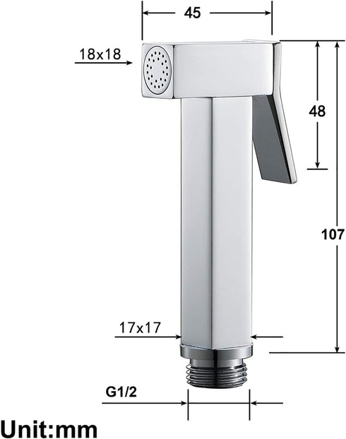 GLYYR Handheld Bidet Sprayer for Toilet, Brass Portable Cloth Diaper Sprayer Square Bathroom Bidet Sprayer Kit
