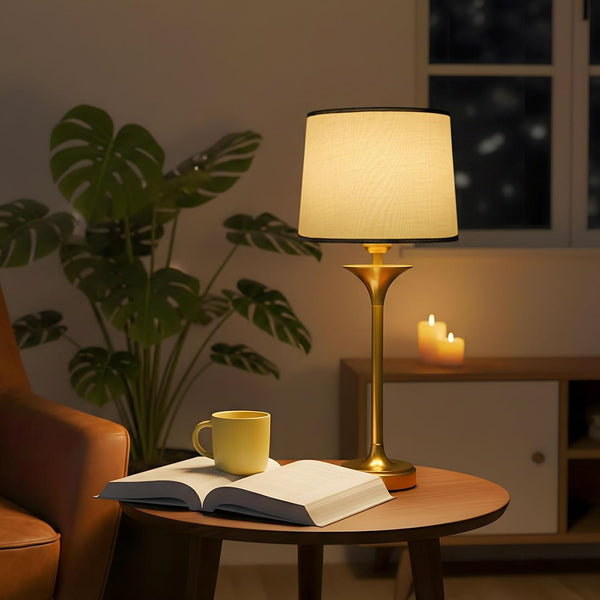ERLUQYU Cordless Table Lamp for Living Room, Gold Glam Table Lamp with Tapered