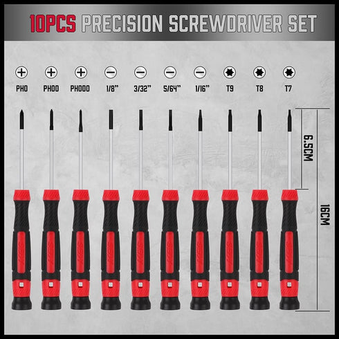 11-Piece Precision Screwdriver Set - Magnetic Mini Screwdrivers for Eyeglasses, Watches, Computers, Laptops, Phones - Phillips, Slotted, Torx, Non-Slip Handle, Portable Storage Bag Included by SEDY