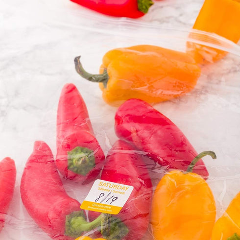 Restaurantware RW Smart 1 Inch x 1 Inch Food Rotation Labels, 500 Dissolvable Premium Trilingual Orange Paper Labels
