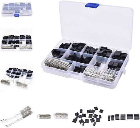 CHENBO 620pcs 2.54mm/0.1" Connectors Wire Jumper Cable Pin Header Connector Housing Assortment Kit Male Female Crimp Pin Connector Terminal Pitch With Plastic Box by CHENBO