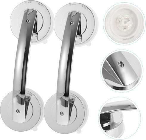 2 POPETPOP Pcs Suction Cup Door Handles for Seniors Portable Plastic Grab Bars for Glass Shower ADA Compliant