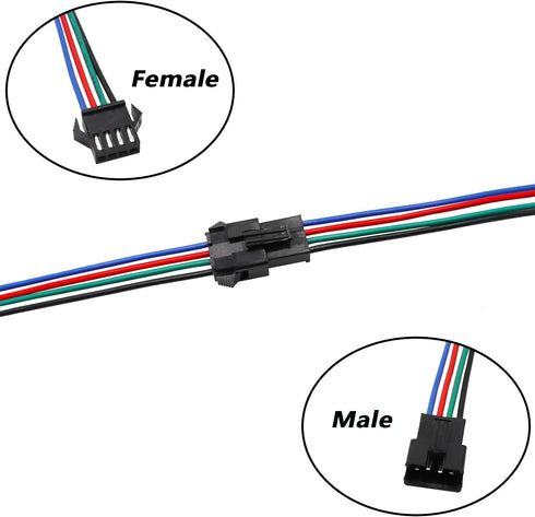 mxuteuk 20 Pairs 22 AWG JST SM Plug 4 Pin Male to Female LED Wire Connector Adapter Electrical Cable 150mm for Led Strip 5050 3528