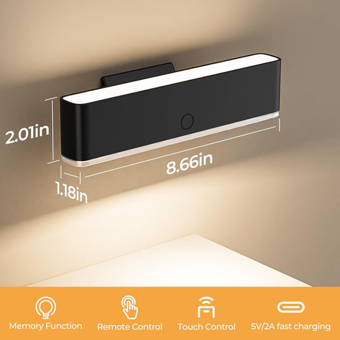 3 360 1-Pack) MOITA Magnetic Wireless Battery Operated Wall Sconce, Rechargeable Remote Control & Touch Control Wall