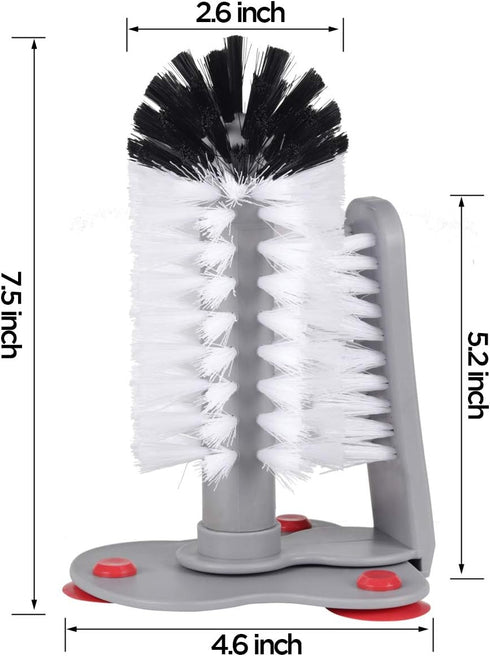 Glass Cup Washer with Double Bristle Brush for Bar Kitchen Sink