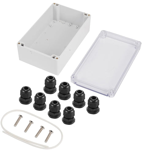 Junction Box 230x150x87mm, Grey ABS Plastic DIY Electrical Project Case with Clear Cover IP65 Waterproof Dustproof