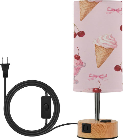 MOOCG Ice Cream Touch Control Table Lamp with Fabric Shade, 3 Color Temperatures