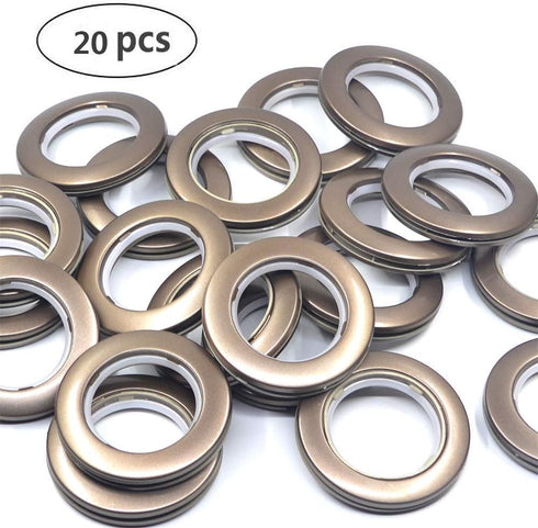 Ailejia Curtain Grommet Kit, 20 Pack, 1.7 Inch Inner Diameter Silencer Sliding Brown Shower Grommets, Reusable ABS