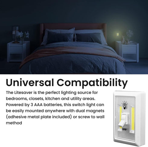 Go Green Power Inc. GG-113-SWLT Go Green Power Go Green Power Cordless COB LED Switch Night Light with Batteries
