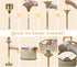 ERLUQYU Bulb, 10000mAh Cordless Table Lamp for Living Room, Gold Glam Table Lamp with Tapered Fabric Shade, Classic