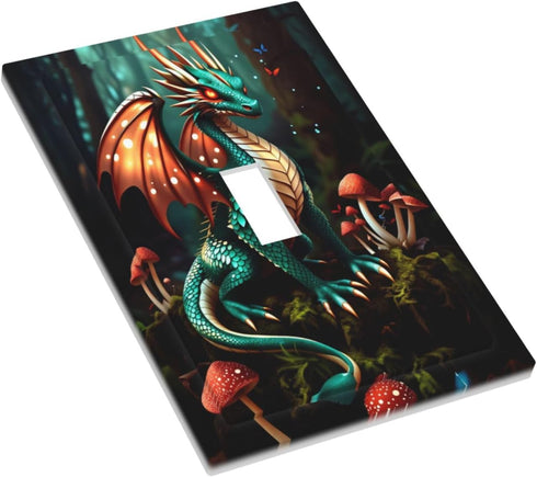 HTSAHKV 3 5 Inch Cool Flying Dragon Wall Plate Light Switch Cover Single Gang Outlet Faceplate Print Plate Cover X