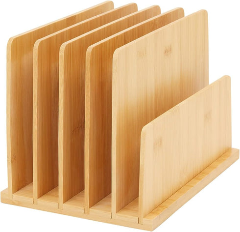 Paper Junkie Bamboo Wooden Mail Holder, 5 Slots File Sorter for Letter and Folder Document Storage, Home Organization