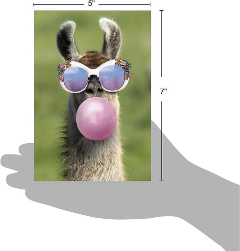 The Best Card Company Birthday Greeting Card - 5 x 7 Inch Envelope, Bday Balloon Llama Design