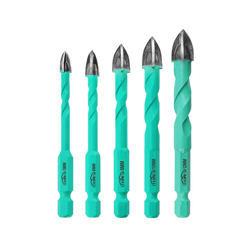 Masonry Concrete Drill Bits Set, 5pcs 5/6/8/10/12mm Carbide Tips for Wood, Plastic, Concrete