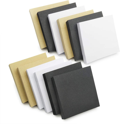 Sticky Notes 3"×3", 12 Pads Self-Stick Notes, 100 Sheets/Pad, Post Notes for Study, Work, Daily Life (Black, White,