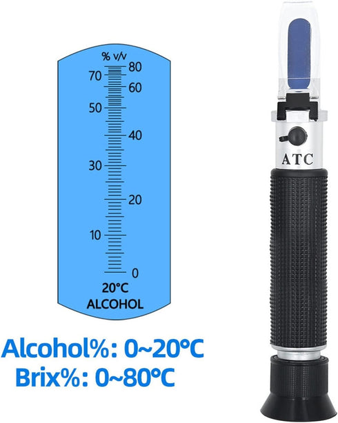 VGVGV 0-80% Brix Refractometer, Alcohol Refractometer Handheld ATC Spirits Tester Meter Alcoholometer Detector Monitor