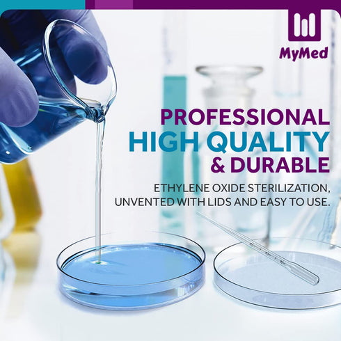 Pack of 20 Sterile Petri Dishes with Lids (90 x 15 mm), 2ml Plastic Pipettes for Lab Analysis