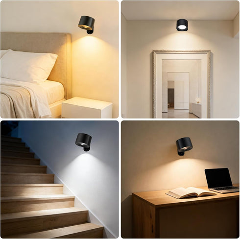 Generic 3 3 360 Pack 3 Battery Operated Wall Sconce - Color Temperatures, Brightness Levels, Remote & Touch Control