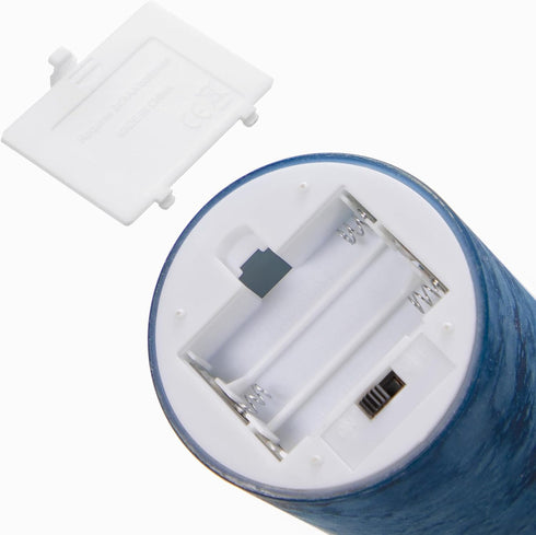 ANGELLOONG Blue Flameless Candles with Remote, Flickering Led Candles with Timer, Electric Pillar Candles for Bathroom