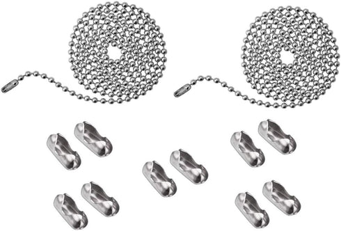 Pull Chain, 2 Pieces 59" Stainless Steel Bead Chain, Rustproof with 10 Free Matching Connectors, 3.2mm Ball Chain -