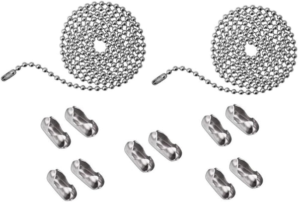 Pull Chain, 2 Pieces 59" Stainless Steel Bead Chain, Rustproof with 10 Free Matching Connectors, 3.2mm Ball Chain -