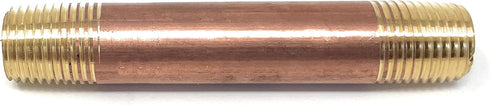 Metal Magery Brass Long Nipple, 1/4" X 1/4", 3" Length Male NPT Pipe Fitting