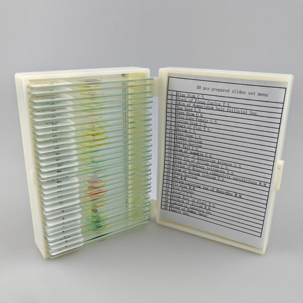 GEEFUNTECH 30 Pcs Microscope Slides Prepared Biology Specimen Lab Sample with Insects Plants