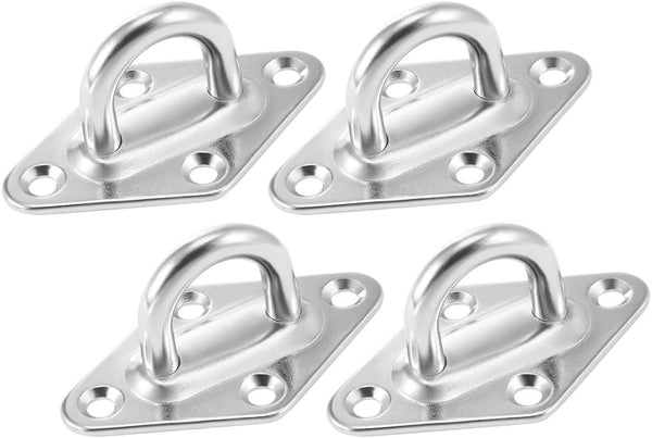 uxcell 316 Stainless Steel 8mm Thick Ring Sail Shade Diamond Pad Eye, 4pcs