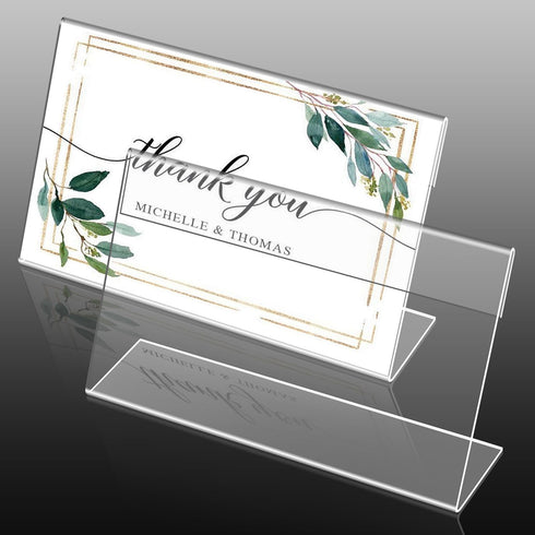 AXQMY 3x5 Inches (20 Acrylic Sign Holders Display Clear, Acrylic Table Signs Label Holders Slant Back Sign Holders