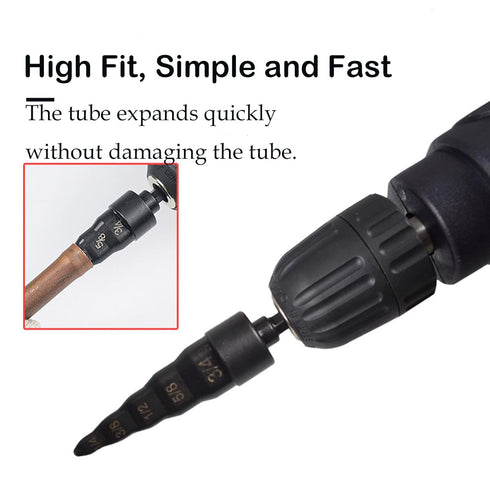 HVAC Repair Tool, 5-in-1 Air Conditioning Copper Pipe Expansion Swaging Drill Bit Set with Five Sizes of Drill Bits