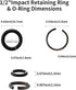 10 Packs 1/2" Impact Wrench Socket Retainer Rings with O-ring, Replacement Parts