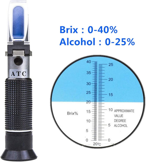 VGVGV 0-25% 0-40% Brix Refractometer, Handheld Grape Refractometer for Wine Spirits Tester Alcoholo Meter Brix Sugar